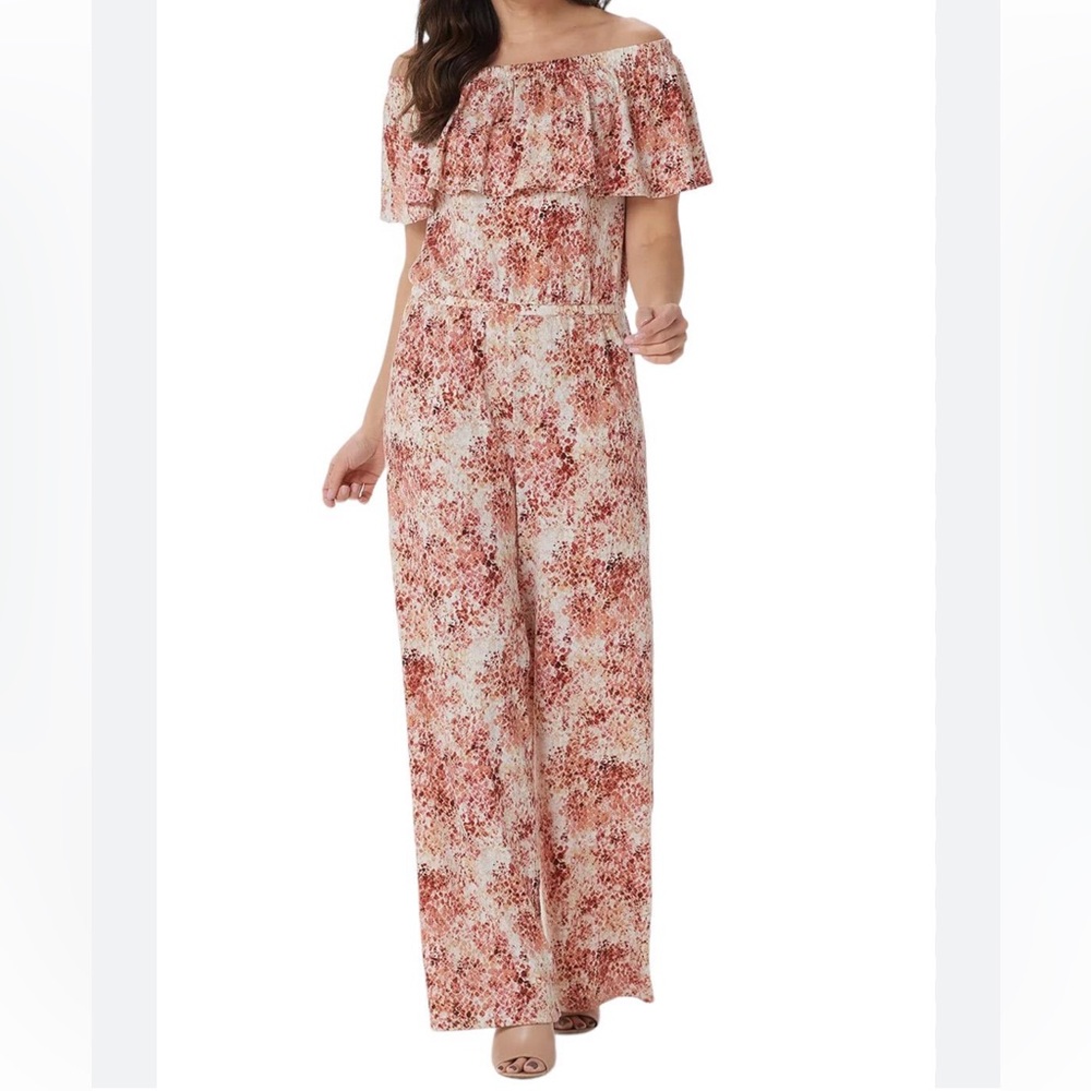 Haute Hippie Tribe Jumpsuit with Front Ruffle Layered Animal